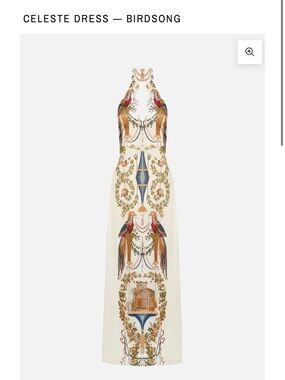 Birdsong Halter Maxi Dress in Cream with Multicolor Print